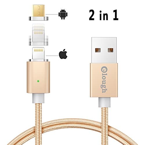 Fast Magnetic Cable Charging and Data Transmission Cable,Micro USB &amp; Lightning cable Interface 2 in 1 with High Speed Data Transfer for iOS &amp; Android Systems(iphone8)