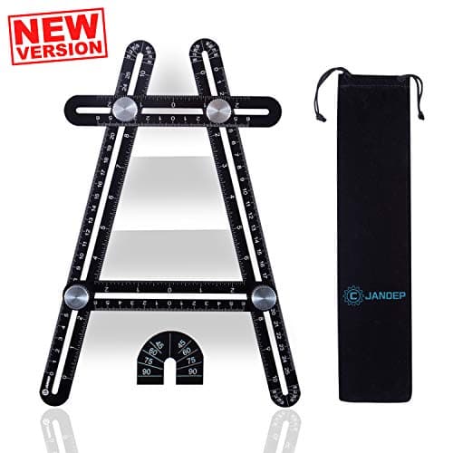 Universal Angler Ruler Multi Angle Measurement Tool Standard Scale Layout Tools Full Metal Angle Template Tool(Black)