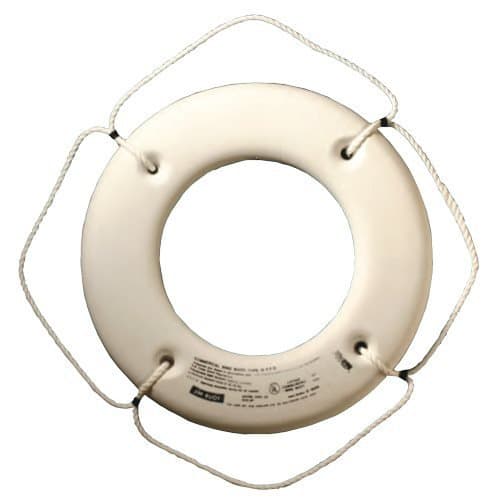 30IN White Hard Shell Ring Buoy