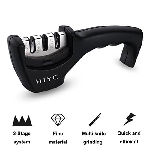 HJYC Kitchen Knife Sharpener,3-Stage Sharpening Tool Kitchen Gadgets,Professional Bavarian Edge Knife Sharpeners Best,Safe and Easy to Use