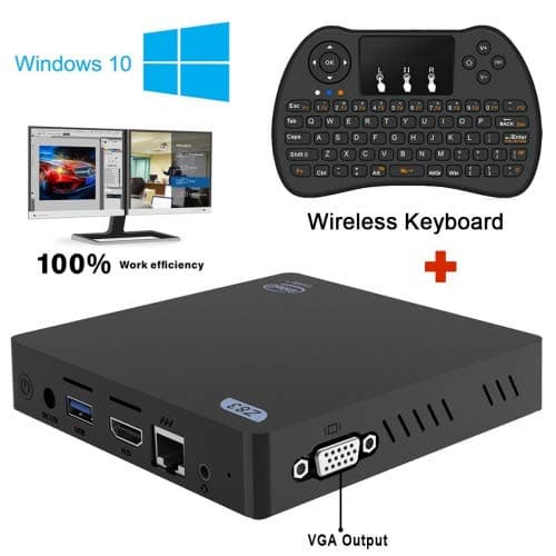 Maxesla Z83V Mini PC Support Windows and Linux System Dual Frequency Display Intel Atom x5-Z8350 Processor 2/32GB Storage Dual Band 2.4G/5G WiFi 1000M Gigabit Bluetooth 4.0 Mini Desktop + Keyboard