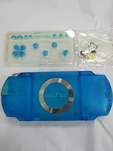 Full Housing Repair Mod Case Shell Faceplate Case + Buttons Replacement for Sony PSP 1000 Console (Clear Blue)