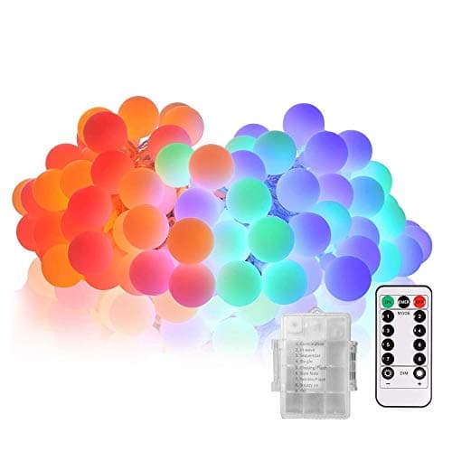 Labvon 50 LEDs 17ft Globe String Light, Battery Powered 8 Modes Indoor/Outdoor Waterproof Decorative String Lights,with Remote & Timer, Multi Color