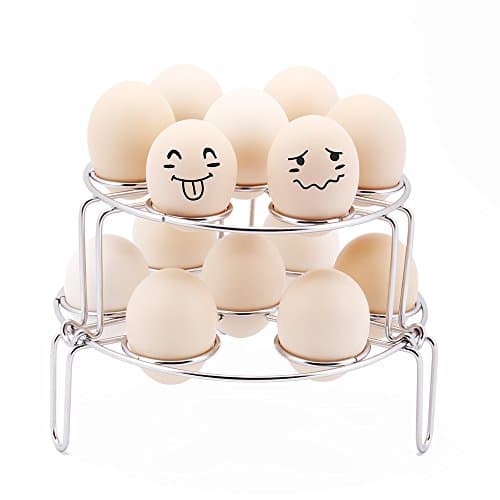 SABUY Instant Pot Egg Steamer Rack Accessories, Multi-Functional Stackable Stainless Steel Pan Trivet and Insert fits IP 6qt, 8qt, Other Pressure Cookers and Pots