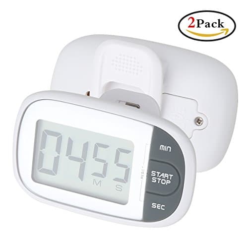 Kitchen Timer Digital Cooking Timer with Loud Alarm Countdown Timer with Big Digits Large LED Display Alarm Sound Clip Backing for Cooking Baking Sports Games Office Battery Included（2 pack）