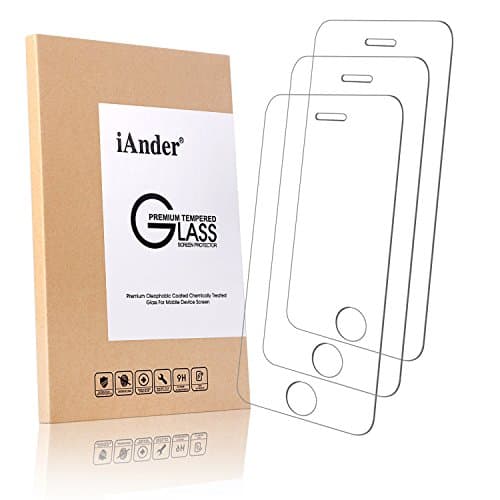 iPhone 5S Screen Protector, [3-PACK] iAnder Tempered Glass Screen Protector for iPhone 5/5S/SE [0.3mm Ultra Clear Scratch Proof High Definition]