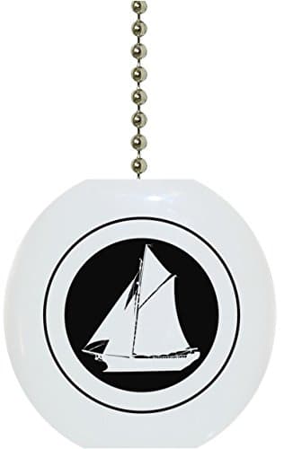 Black &amp; White Sailboat Solid Ceramic Fan Pull #2