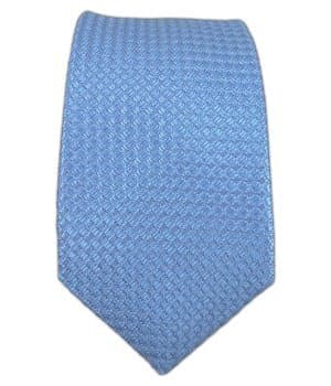 100% Woven Silk Light Blue Solid Textured 2 1/2 Inch Skinny Tie