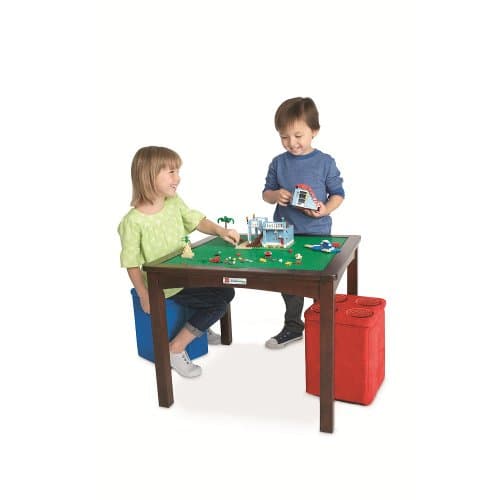 LEGO Table with 2 Storage Ottomans - Espresso