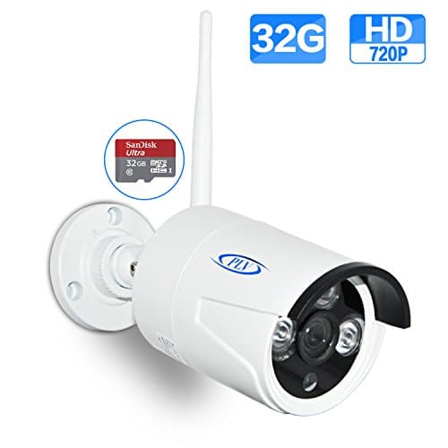 Security Camera, Waterproof Wireless IP Camera, IR Night Vision 30m, Motion Detection, Video Monitor, Built-in 32G Micro SD Card, P2P Home Surveillance System Network WiFi Outdoor Bullet Camera