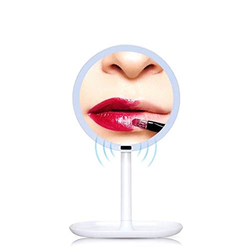 LED Lighted Vanity Makeup Mirror,USB Charging or USB Cable Sullpy Power, 360° Adjustable Stand for Makeup (Induction mirror)