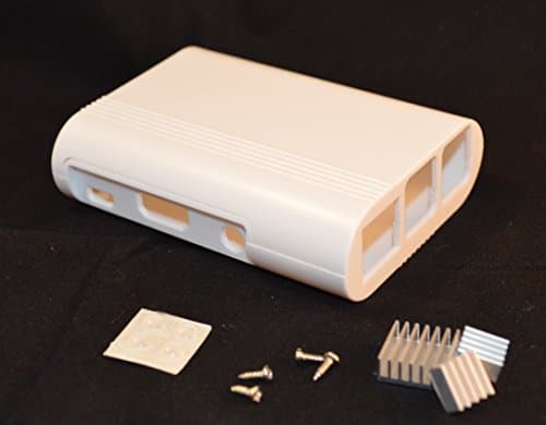 White Raspberry Pi Case for Models Pi 3, Pi 2, B+, Heatsinks and Rubber Feet Included, by Alliance Tech