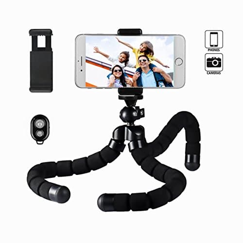 Xiner Mini Flexible Octopus Tripod with Bluetooth Remote Shutter and Universal Phone Holder for iphone Smartphone and Camera