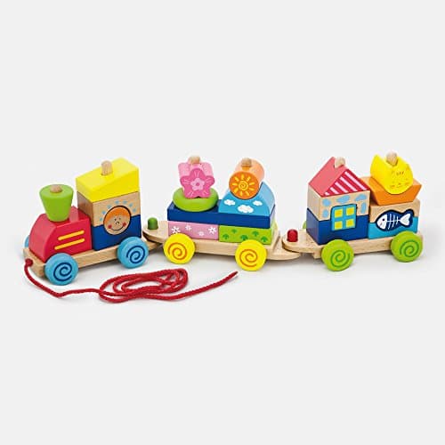 Viga Original Educational Toy Pull Along Stacking Train Eco Friendly &amp; Safety for Ages 18 Month and Up