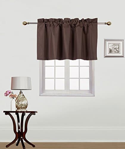 Midwest Window Treatment Collection 1PC Solid Foam Lined Blackout Panel Half Window Curtain OR Valance Room Darkening in Many Colors and Sizes (BROWN, (RS9)VALANCE)