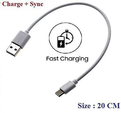 CellwallPRO Short Length USB to Type C Fast Charging with Data Sync Power Bank Cable for OnePlus 2, 3, 3T, 5, Motorola Moto Z , Z Play and Z Force (20 cm)