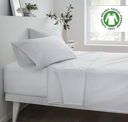 250 Thread Count Organic Cotton Solid Sheet Set By EnvioHome - Deep Pockets Fitted Bed Set - Ultra Soft and Breathable - 4 Pc - White, Cal King