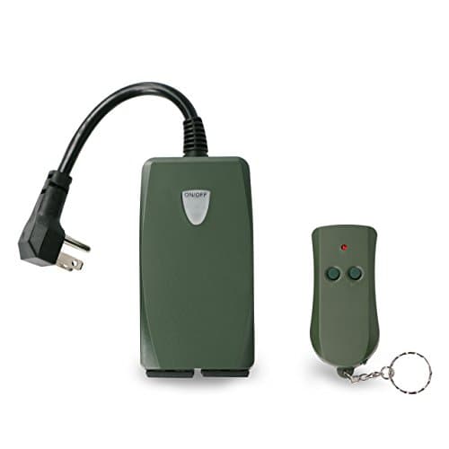 OlymTek Outdoor Wireless Remote Control Outlet Switch Splashproof Electrical Plugs with Remote 100 feet Range for Home and Outdoor Spaces, Navy Green (2-Outlet)