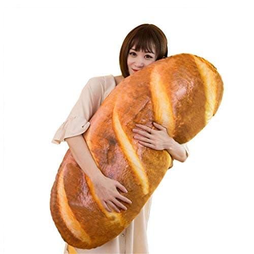 Funny 3D Simulation Bread Shape Pillow Soft Lumbar Back Cushion Plush Stuffed Toy for Home Decor (31.5'')