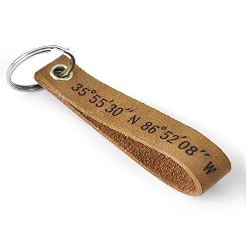 Custom Leather Keychain Coordinates Keychain Personalized Key Chain