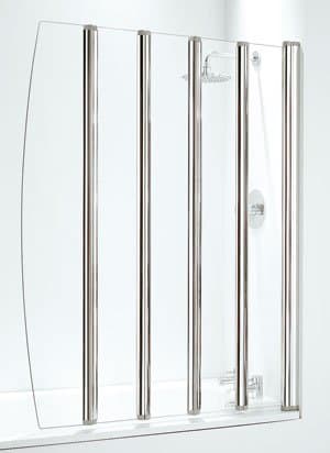 CORAM FRAMELESS FOLDING FIVE PANEL BATH SCREEN 1060MM WHITE/PLAIN GLASS by Coram