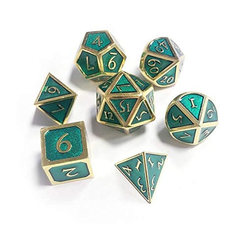 longrep 7 Pieces Set Table Games Dice Multiple Sides Dice Innovative RPG Dice Metal Dice set for Game Dungeons and Dragons RPG Math Teaching