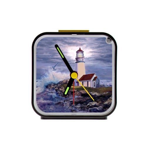 Light house Pattern,beautiful lighthouse Custom Square Black Alarm Clock,Home Decor 100% Quartz