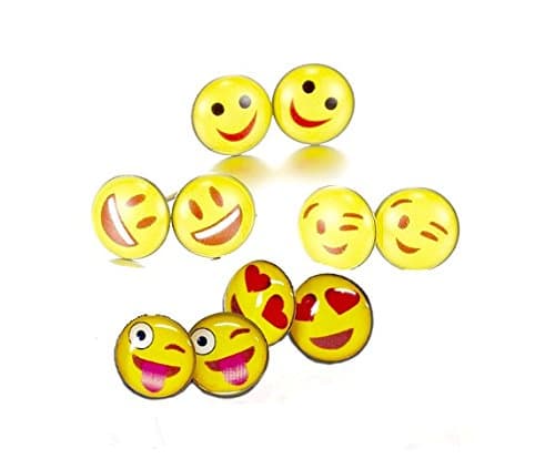 Emoji earrings - Assorted Smiley Faces - 12 Pair