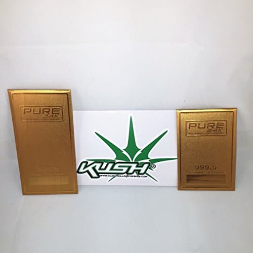 Bundle - 2 Items: Pure 24k™ Gold Rolling Papers 1 Pack 1/4 2 Sheets, 1 Pack King 2 Sheets, Limited Edition Kush Sticker