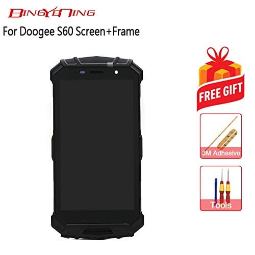 AiBaoQi For Doogee S60 Touch Screen+Frame LCD Display Assembly Replacement .Does not include receiver (Black)