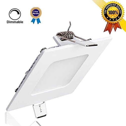 LED Panel Mount Light, SunGlobal 15W Dimmable Square Ultra-thin Recessed Ceiling Light, 100W Incandescent Equivalent, 1200lm, Warm White 3000K, Cut Hole 7.1 Inch, Down Lighting with 110V LED Driver