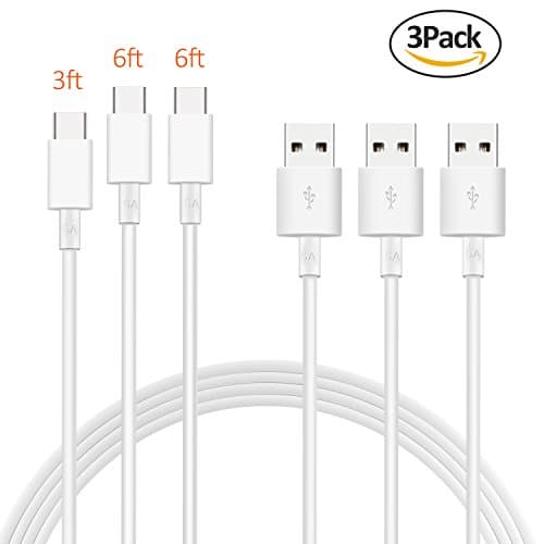USB Type C Cable,USB A 3.0 to USB-C Fast Charger(3Pack 3ft 6ftx2 )USB C Cable for Samsung Galaxy S9 S8 Plus Note 8,Moto Z Z2,LG V30 V20 G5 G6,Google Pixel 2 3 XL,OnePlus 5 3T 2 and More(White)