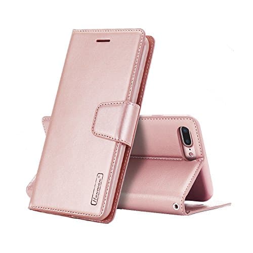 iPhone 7 Plus/8 Plus Case, Genuine Leather Wallet Case Premium Card Slot Heavy Duty Protection Magnetic Closure Protective Stand Flip Cover Case for Apple iPhone 7 Plus/8 Plus TXOZOA (rose gold)