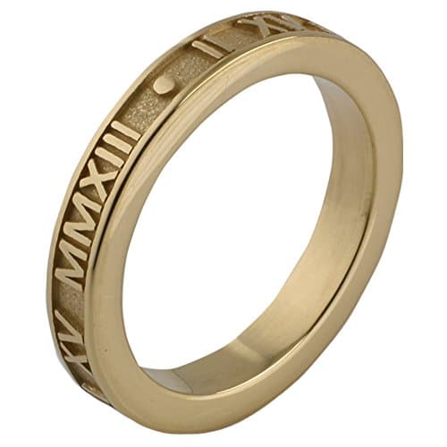 Solid 14k Gold Personalized Stackable 3mm Roman Numeral Ring