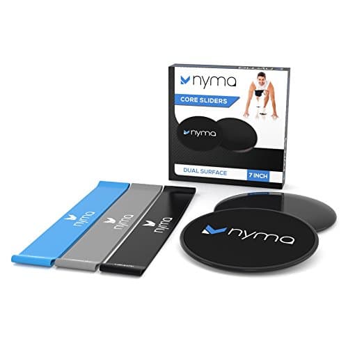 Bundle DEAL - Core Sliders + 3 Resistance Loop Bands set w/ BONUS Gliding Disc Exercise eBook - A Pair of Gliding Discs for Carpet &amp; Harder Surfaces! Grab Your Gliding Sliding Discs today!