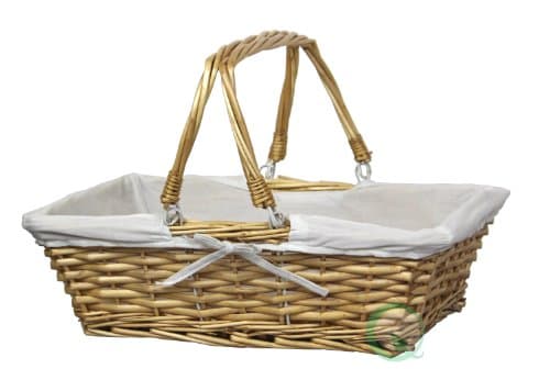 Vintiquewise Rectangular Willow Basket With White Fabric Lining