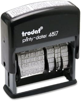 Trodat Printy 4817 Self-Inking Economy 12-Message and Date Stamp, Black