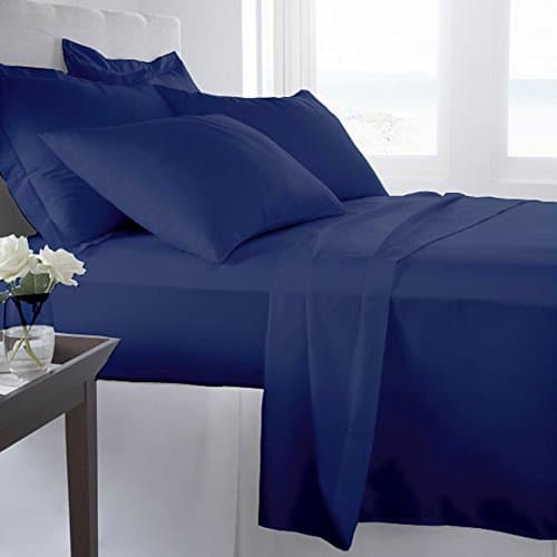 #1 Bed Sheet Set on Amazon! 1800 Thread Count Luxury Hotel Quality Bed Sheets Super Silky Soft Brushed Micro Fiber Wrinkle Free, Fade, Stain Resistant - Hypoallergenic - Deep Pockets Platinum Quality 4 Piece Sheet Sets. Top Quality Luxury Fitted &amp; Flat Sheets, Pillowcases Available in Many Colors and Sizes. (Navy, King)