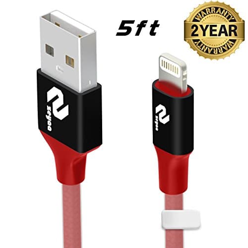 Zeyaa Universal Reversible Lightning Data Sync and Charger USB Cable, 5-Feet, Red Jade