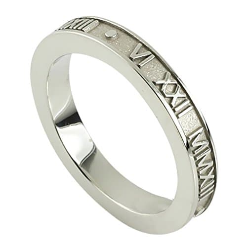 Solid 925 Sterling Silver Personalized 3mm Stackable Roman Numeral Ring