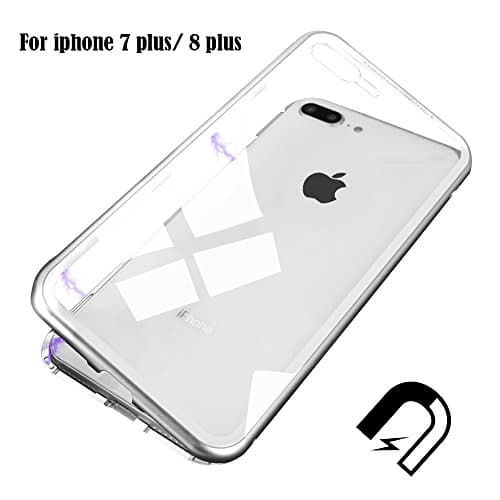 iPhone 7 Plus Case, iphone 8 Plus Case,RedHoney Magnetic Mobile Phone Case, Ultra-thin Magnetic Adsorption Metal Frame Tempered Glass Scratch-Resistant Non-Slip Surface for APPLE iphone 7 Plus/8 Plus
