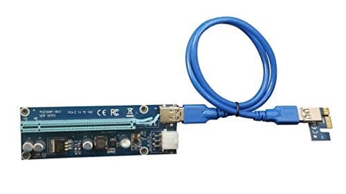 |UPDATED VER. 009s| PCI-E Bitcoin Miner Riser PCIE Express 1X to 16X Graphics Card Riser USB 3.0 SATA to 6Pin Power Supply 60cm- perfect for Cryptocurrency /Alt-Coin:Bitcoin,Litecoin,Ethereum,Dogecoin