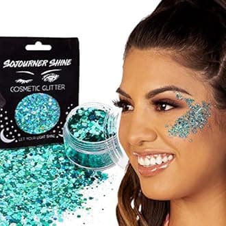 Chunky Cosmetic Holographic Body Glitter – Nail, Hair, Face & Body Glitter | Festival Rave Accessories by SoJourner (Forest Fairie)