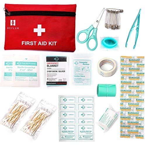 Mini First Aid Kit, 60 Piece First Aid kit Includes Emergency Blanket, CPR Mask for Home,Vehicle,Travel,Office,Workplace,Child Care, Hiking,Survival &amp; Outdoor