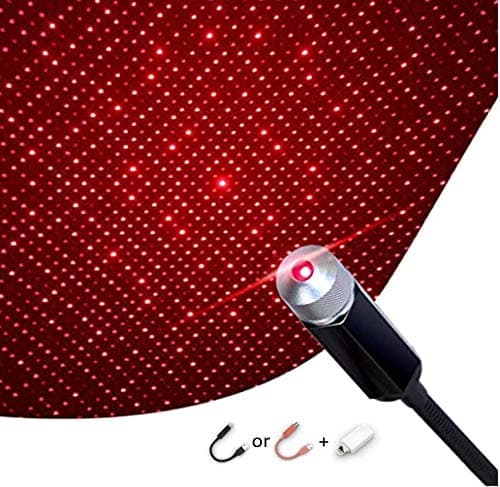 StarGaze USB Car Ceiling Light (Black, 6 LED Light Patterns) with iPhone Converter – USB Night Light, Star Projector, Gaming Accessories–Romantic Lamps for Home Interior – Toy for Boys, Girls, Kids