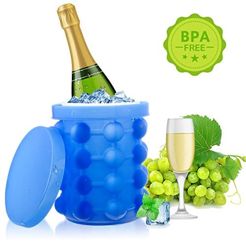 Ice Cube Maker | Space-Saving Ice Cube Moulds by TONHA | Newly Designed Circular Silicone Ice Tray | Also doubles as an Ice Bucket - perfect for chilling Wine Bottles, Beverages etc. | 100% BPA-Free