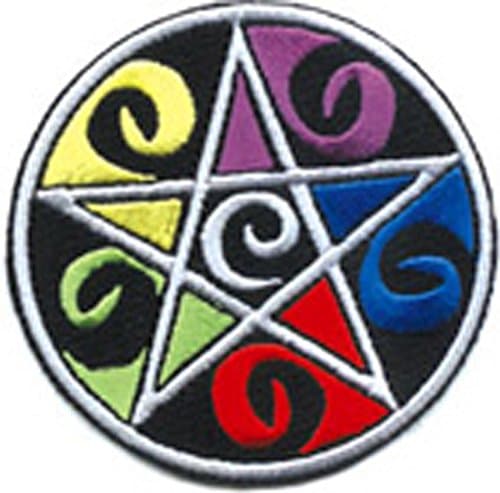 Stained Glass Round Five Elements Pentagram Embroidered Patch Iron On Applique