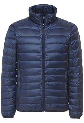 Fasttg Men Ultra Light Packable Down Jacket (Large, Navy blue)