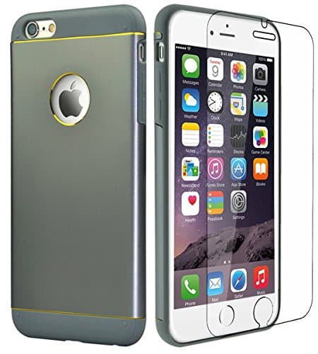 iPhone 6 Plus Case,iPhone 6s Plus Case,Jumtent [Slim Armor] [Aluminum Alloy Casing + TPU shell] Dual Layer Advanced Shock Absorption Protective Case Cover for iPhone 6 Plus / 6s Plus (5.5'')-Gray