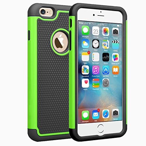 iPhone 6S case, iPhone 6 case,IWOCH Dual Layer Shockproof Scratch-resistant Protective Case Rugged Hybrid Plastic &amp; silicone Case for iPhone 6s 6 4.7 inch Green